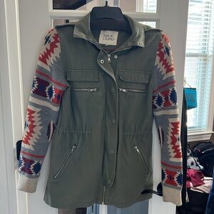 THREAD & SUPPLY Olive Green Hooded Utility Jacket Size XS